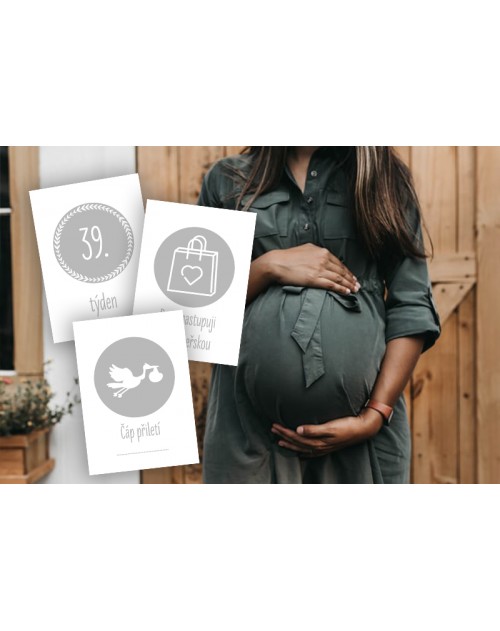 Těhotenské milníkové kartičky Typografie