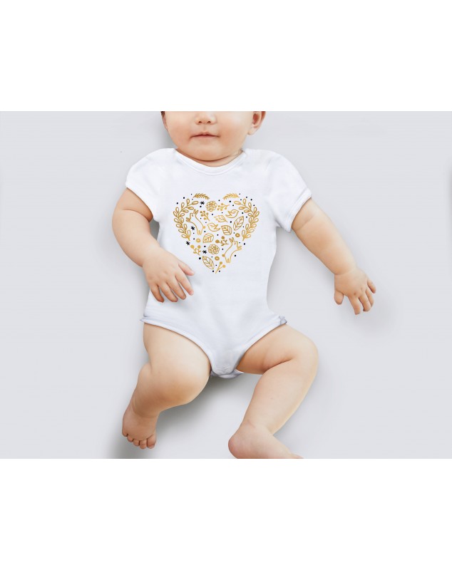 Nádherné dětské body Srdce zlaté pro vaše miminko
